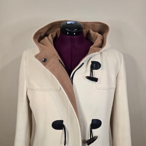 Women's Pendleton Beige Wool Cashmere Blend Hooded Pea Coat | Size 10 - Picture 4 of 13
